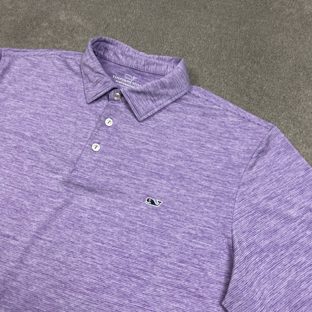 Vineyard Vines Performance Polo Shirt Mens Large Purple Striped Golf Stretch